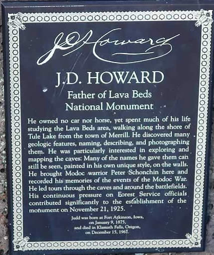 Lava Beds National Monument Plaque honoring “The Father of Lava Beds”